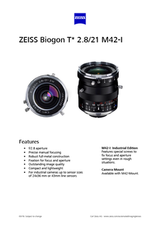 Voorbeeldafbeelding van ZEISS Biogon T* 2.8/21 M42-I
