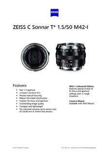 Voorbeeldafbeelding van ZEISS C Sonnar T* 1.5/50 M42-I