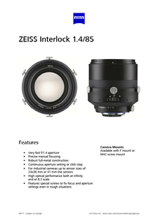 Voorbeeldafbeelding van ZEISS Interlock 1.4/85