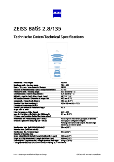 Voorbeeldafbeelding van ZEISS Batis 2.8/135