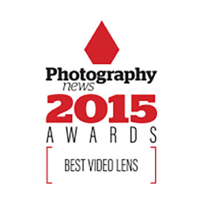 Photography News 2015 Awards logo with the text "Best Video Lens" displayed below.