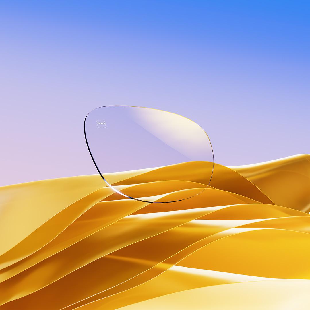 Afbeelding van ZEISS DuraVision Gold UV met goudkleurige restreflectie.