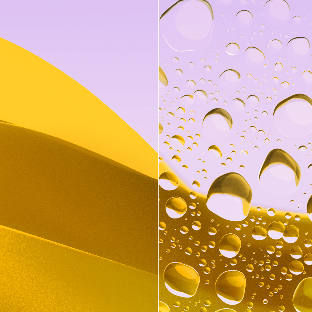 Afbeelding met aan de ene kant een helder, schoon brillenglas met ZEISS DuraVision Gold UV en aan de andere kant een brillenglas met waterdruppels.