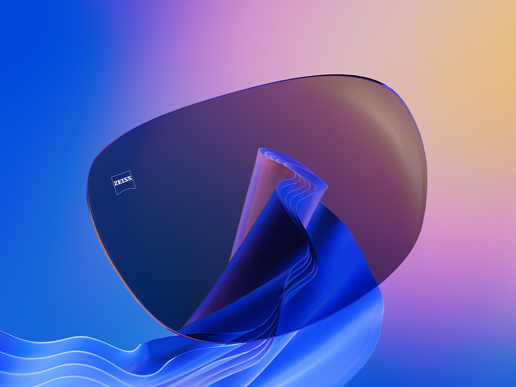 3D CGI-illustratie van een gekleurd zonnebrilglas.