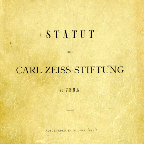 Een afbeelding van het statuut van de Carl Zeiss-stichting. 