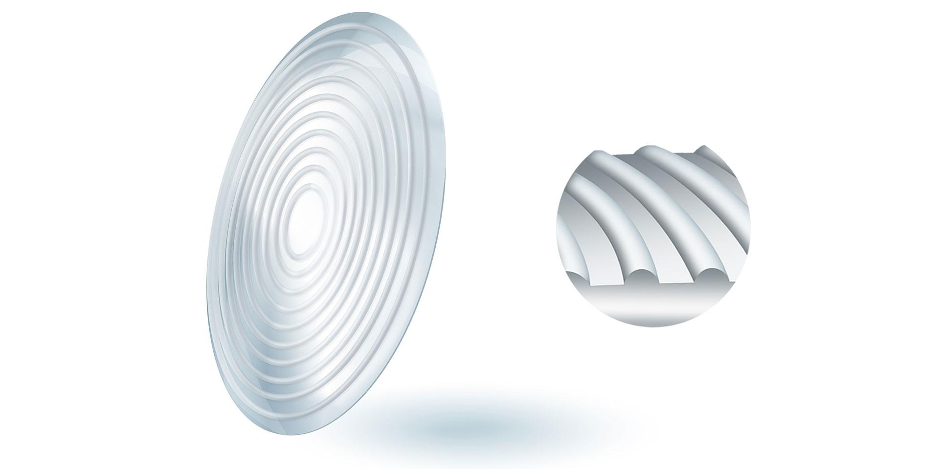 Een ZEISS MyoCare brillenglas met een centrale en een functionele zone