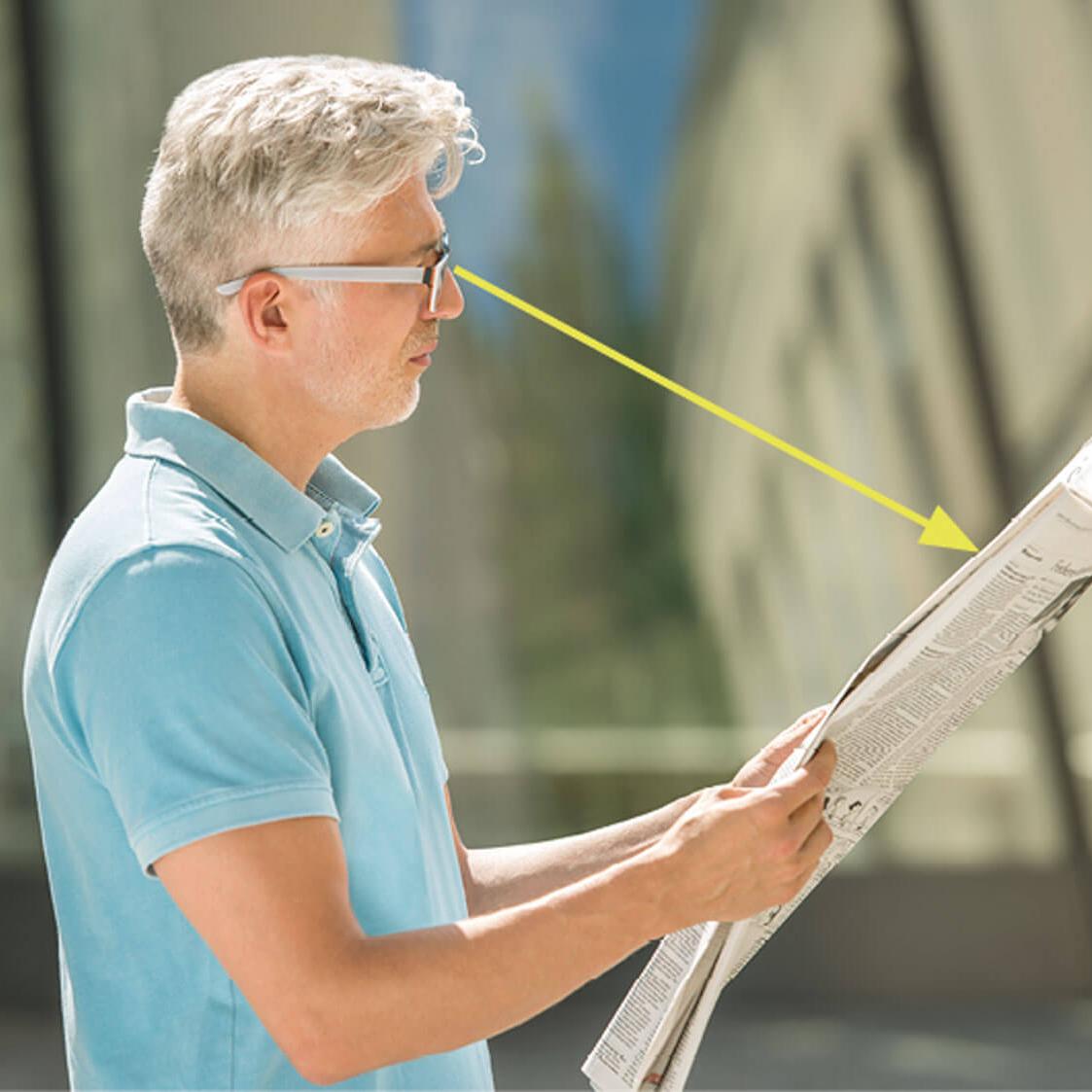 Een multifocaal brillenglas - geoptimaliseerd voor gewoon lezen: