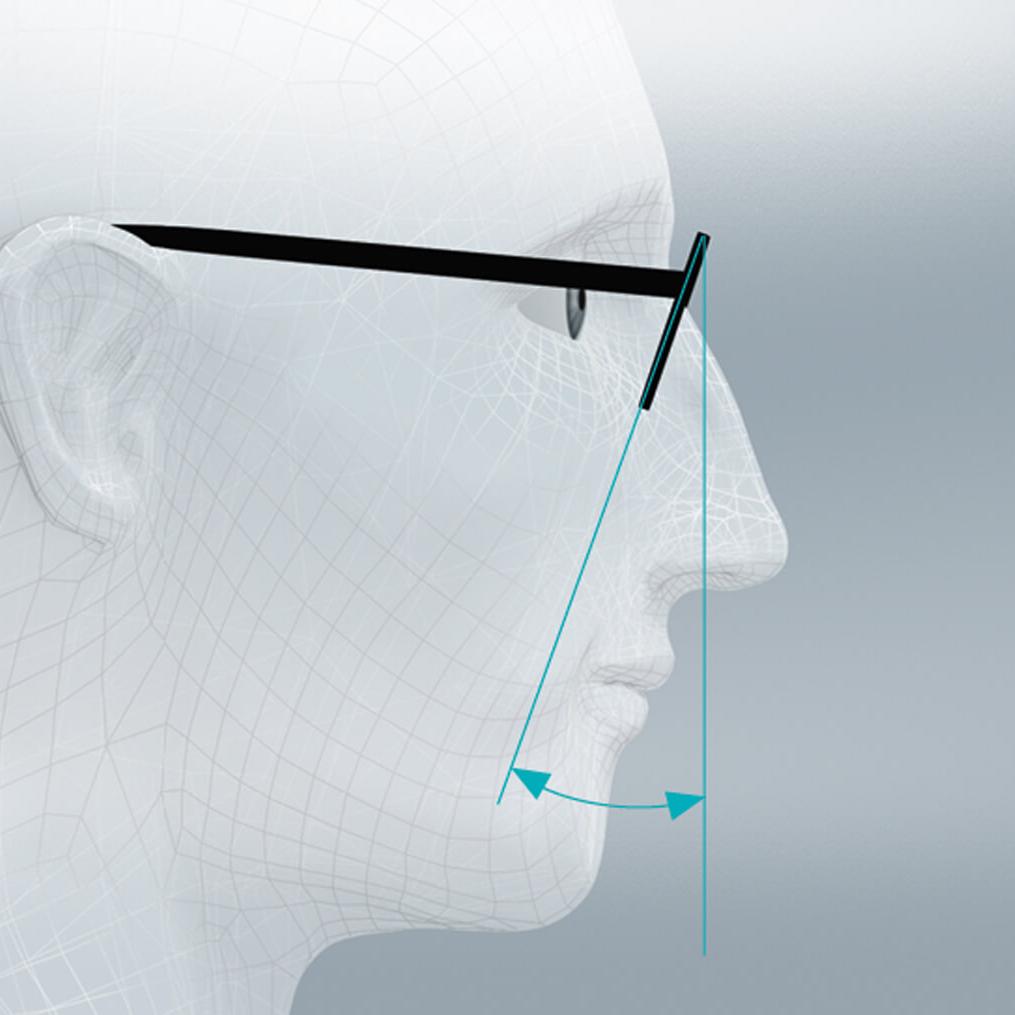 Standaard brillenglas voor een gezicht in niet-standaard positie qua draagparameters