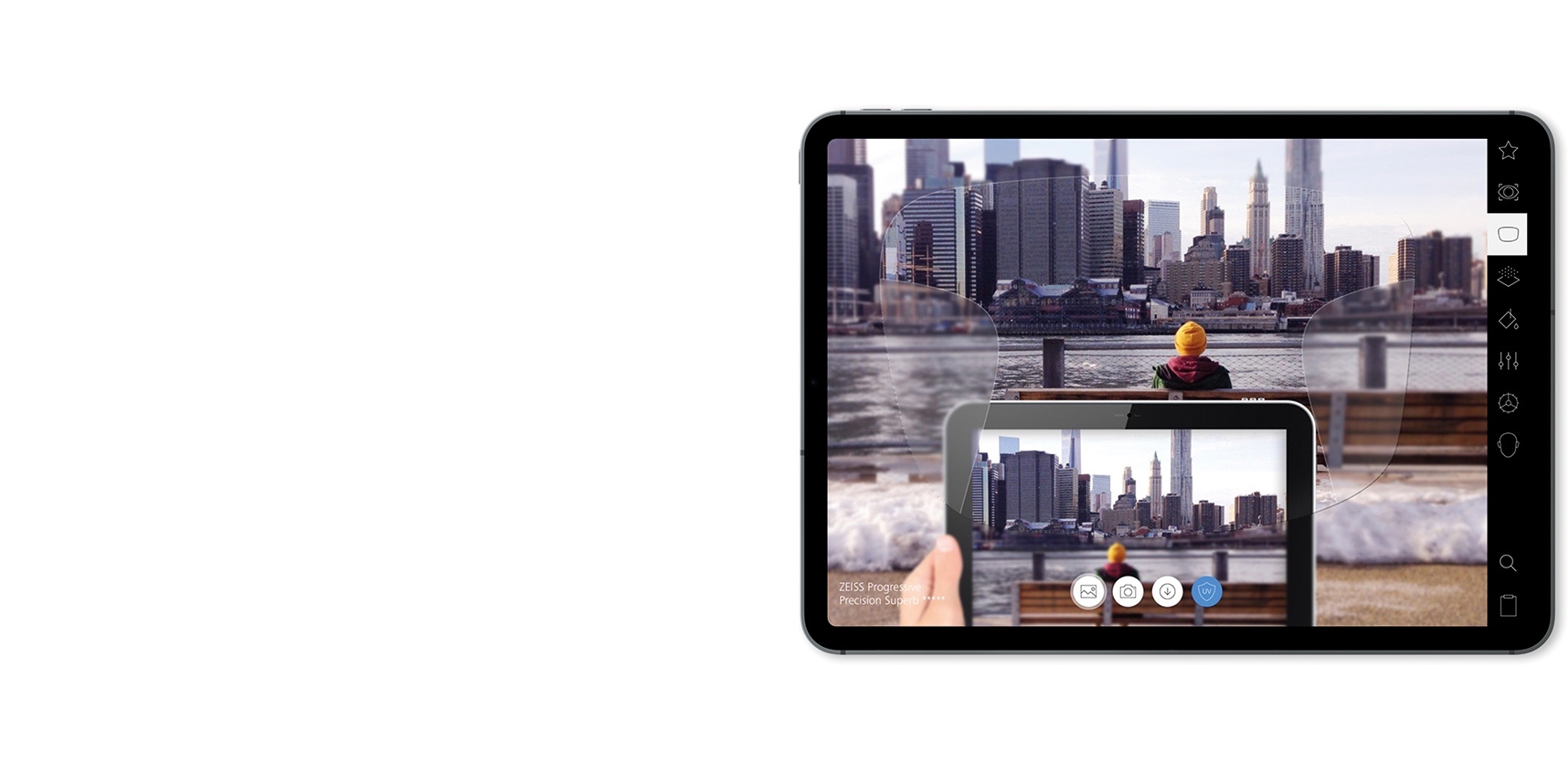 ZEISS brillenglasdemonstratie op de iPad in AR (Augmented Reality).